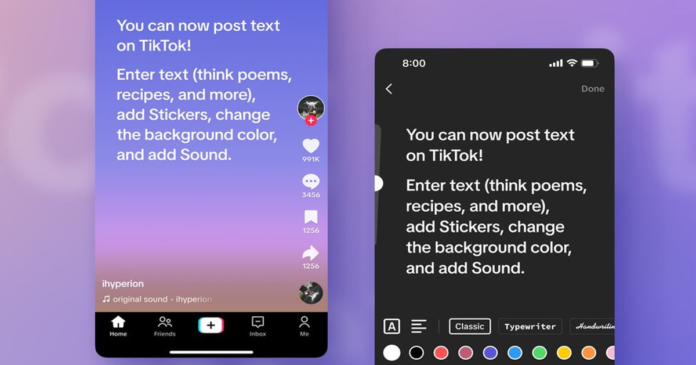 TikTok launches text-only publishing