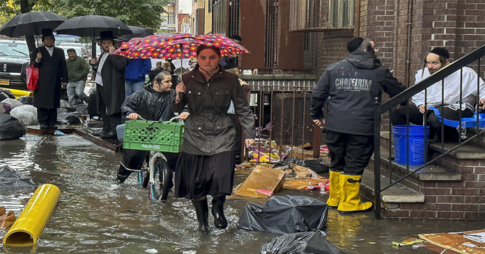 New York flooded heavy rains